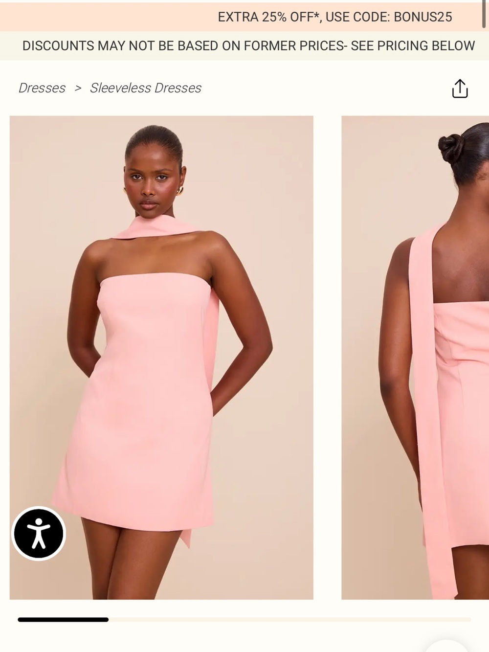 Strapless Pink Mini Dress with Scarf Detail
